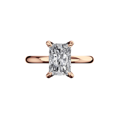 Verlobungsring Radiant Lab Grown Diamant Frontside Roségold synthetisch