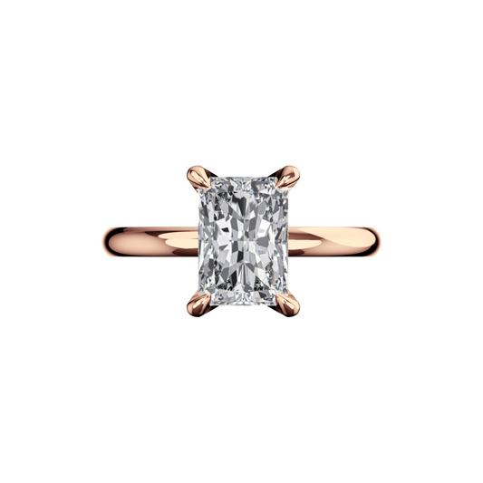 Verlobungsring Radiant Lab Grown Diamant Frontside Roségold synthetisch