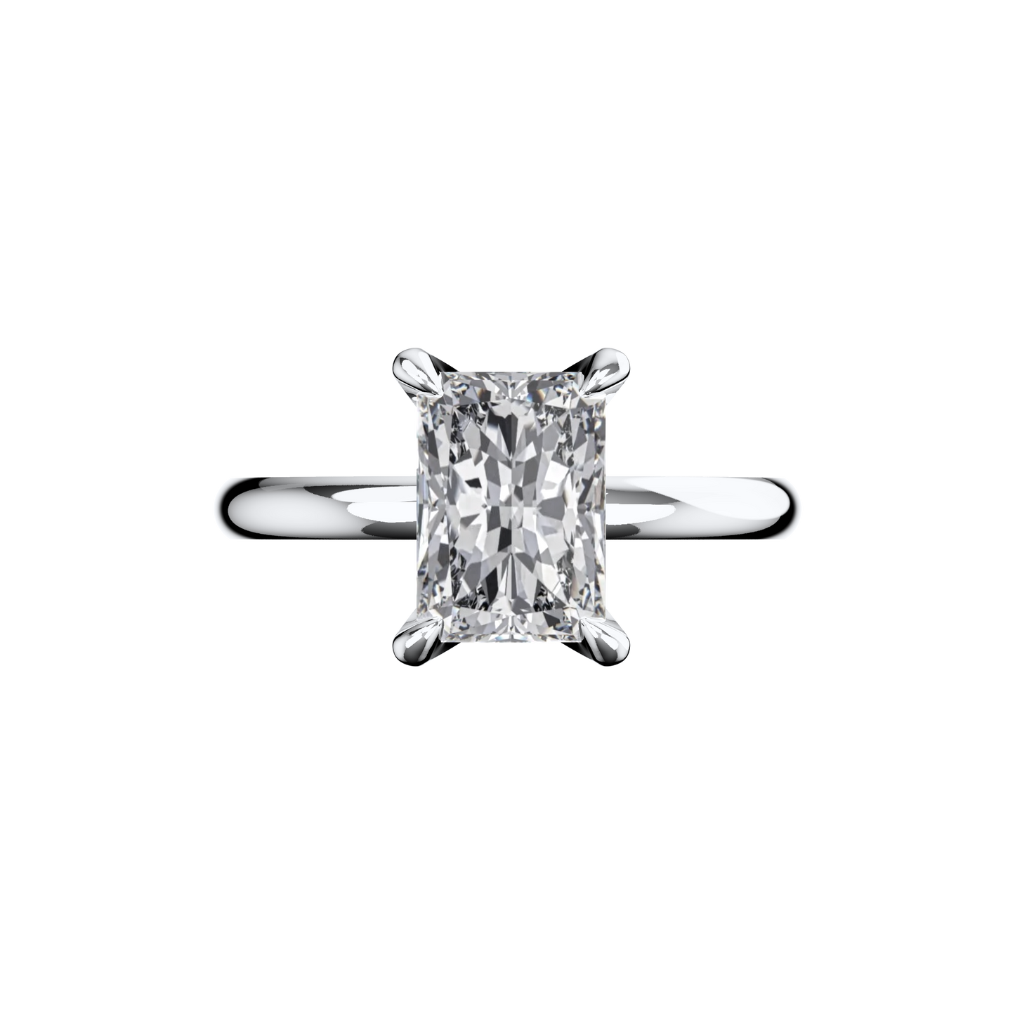 Verlobungsring Radiant Lab Grown Diamant Frontside Platin synthetisch