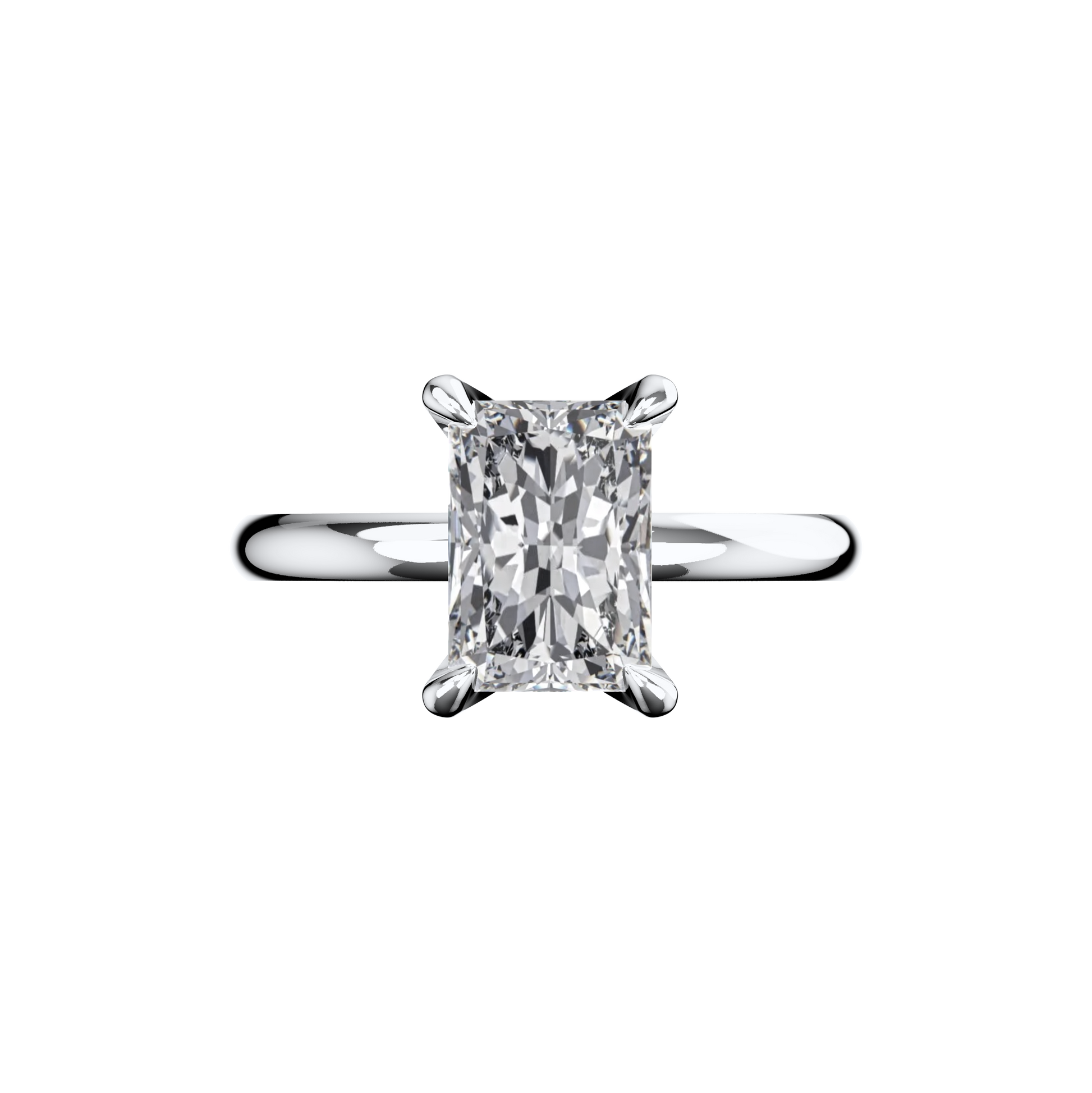 Verlobungsring Radiant Lab Grown Diamant Frontside Platin synthetisch