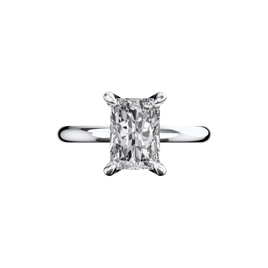 Verlobungsring Radiant Lab Grown Diamant Frontside Platin synthetisch