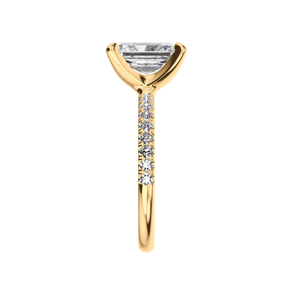 Radiant Verlobungsring mit Lab Grown Diamanten und Pavé-Band in Gelbgold Side