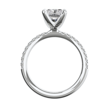 Radiant Verlobungsring mit Lab Grown Diamanten und Pavé-Band aus Platin Front