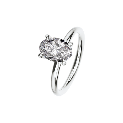 Verlobungsring Oval Lab Grown Diamant Angled View Platin synthetisch