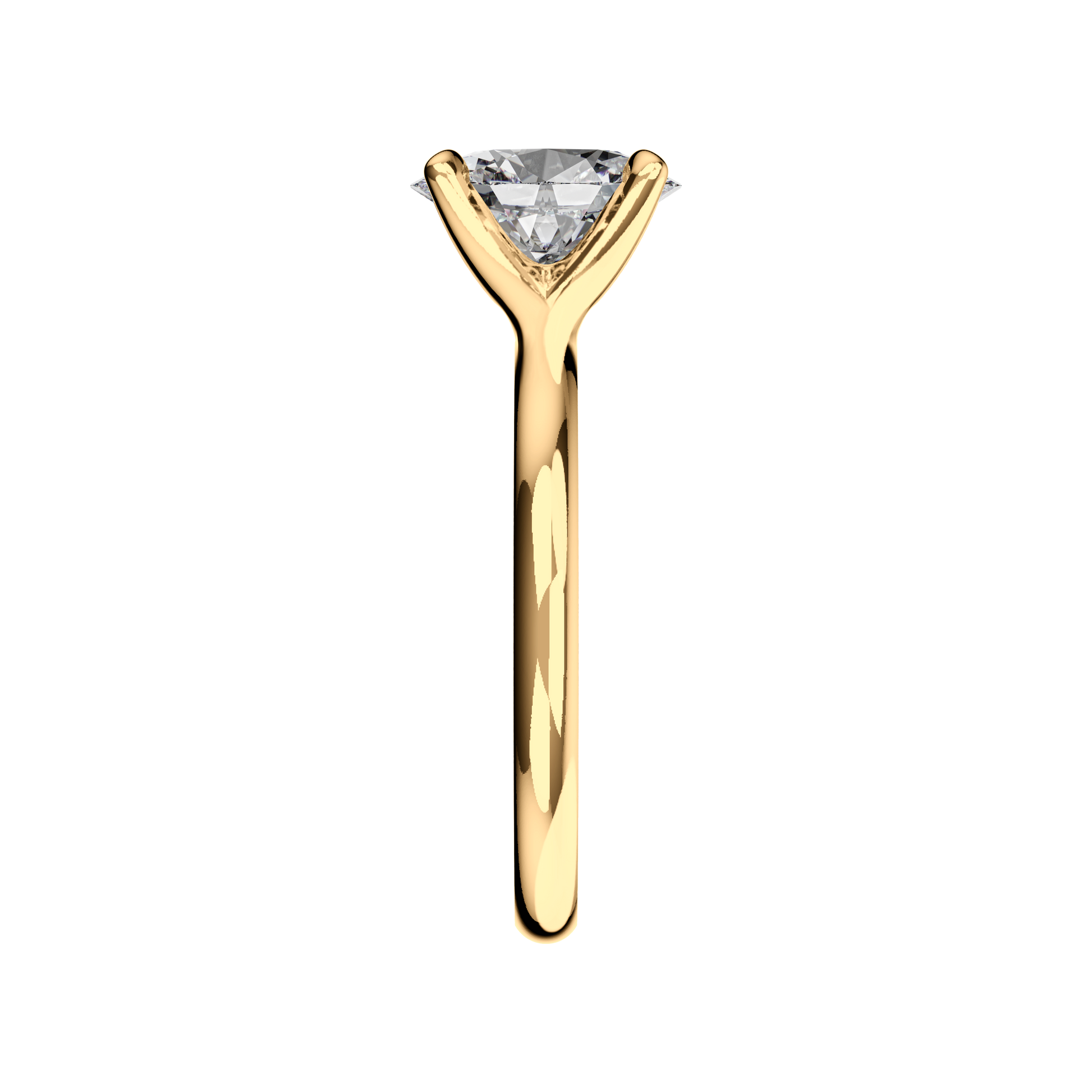 Verlobungsring Oval Lab Grown Diamant Sideview Gelbgold synthetisch