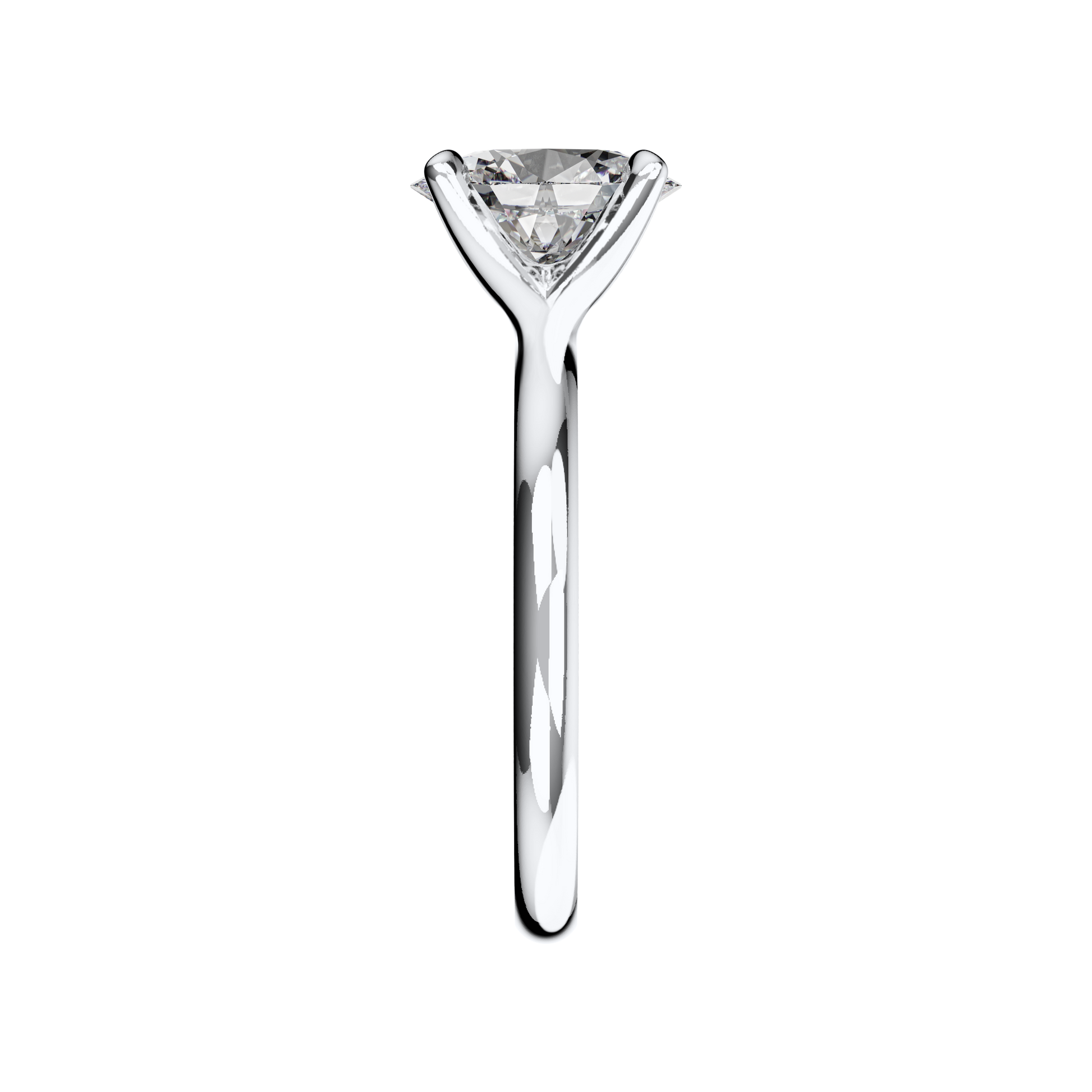 Verlobungsring Oval Lab Grown Diamant Sideview Platin synthetisch