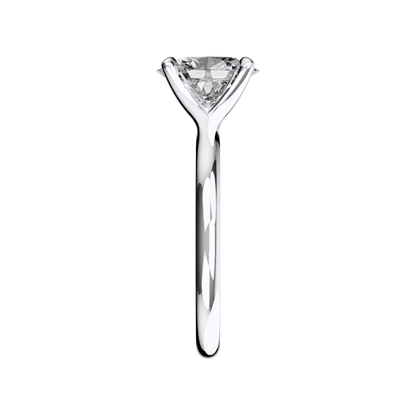 Verlobungsring Oval Lab Grown Diamant Sideview Platin synthetisch