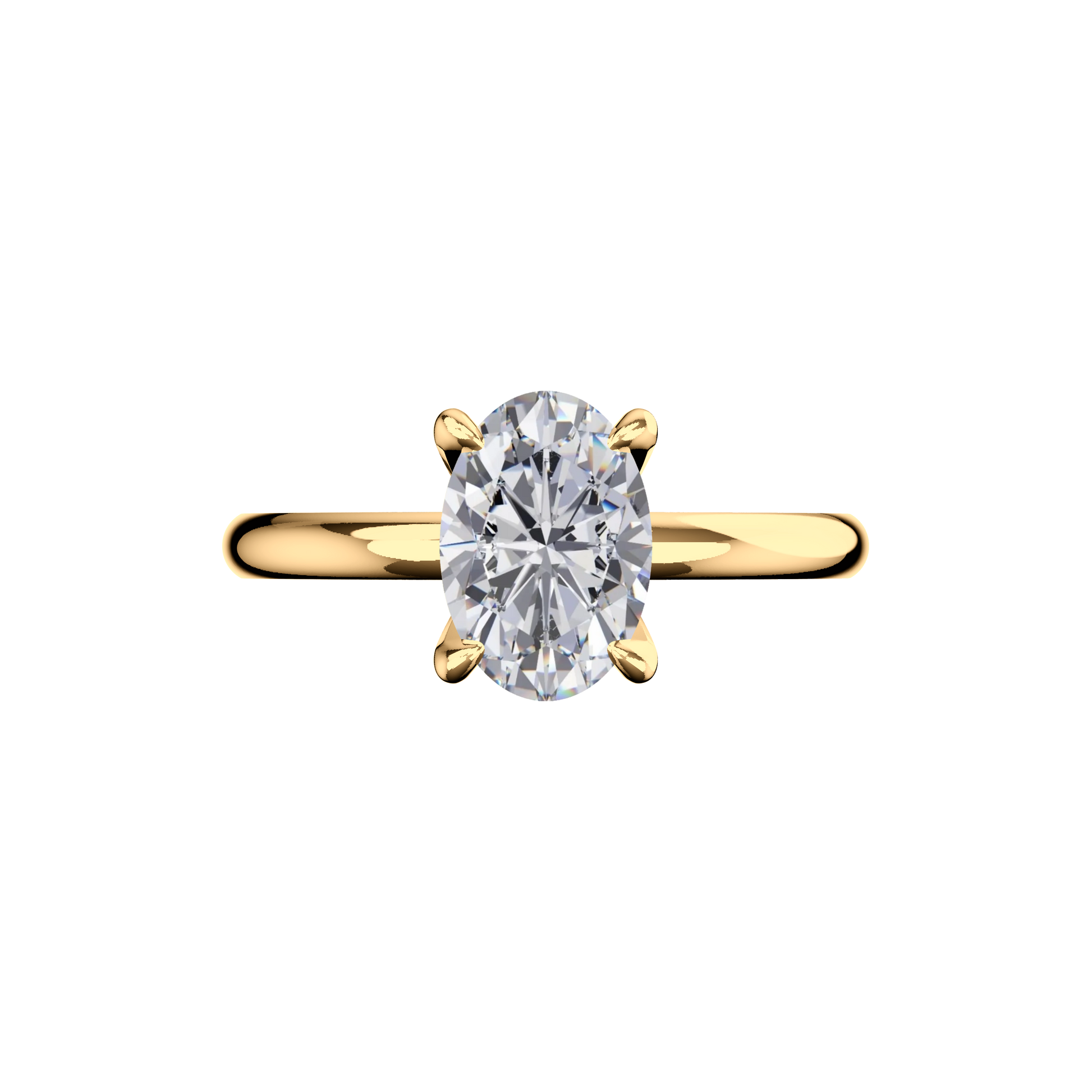 Verlobungsring Oval Lab Grown Diamant Frontside Gelbgold synthetisch