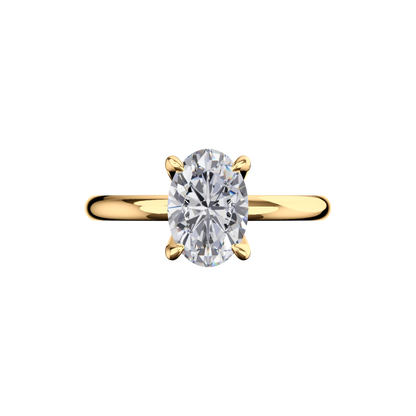Verlobungsring Oval Lab Grown Diamant Frontside Gelbgold synthetisch