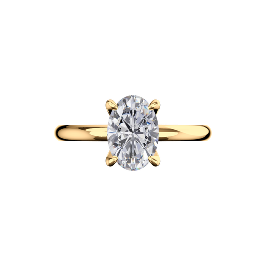 Verlobungsring Oval Lab Grown Diamant Frontside Gelbgold synthetisch