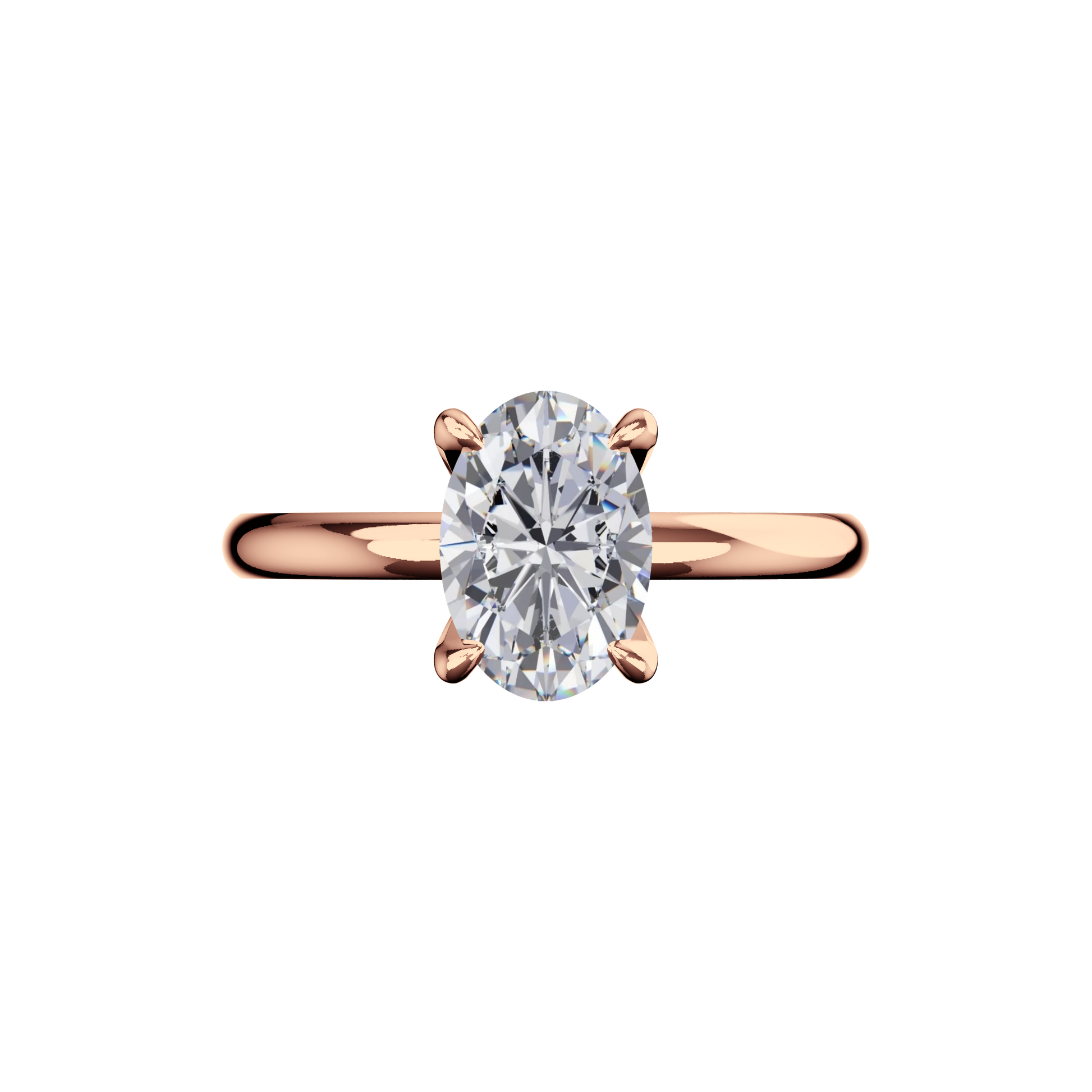 Verlobungsring Oval Lab Grown Diamant Frontside Roségold synthetisch
