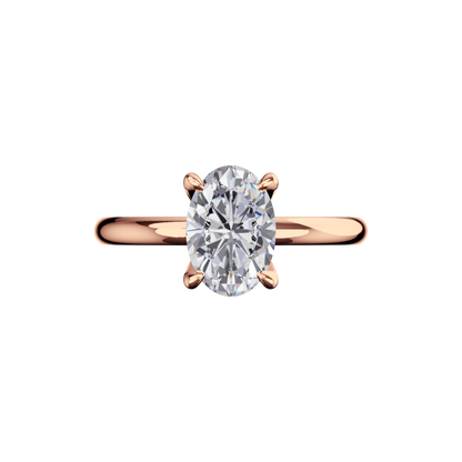 Verlobungsring Oval Lab Grown Diamant Frontside Roségold synthetisch