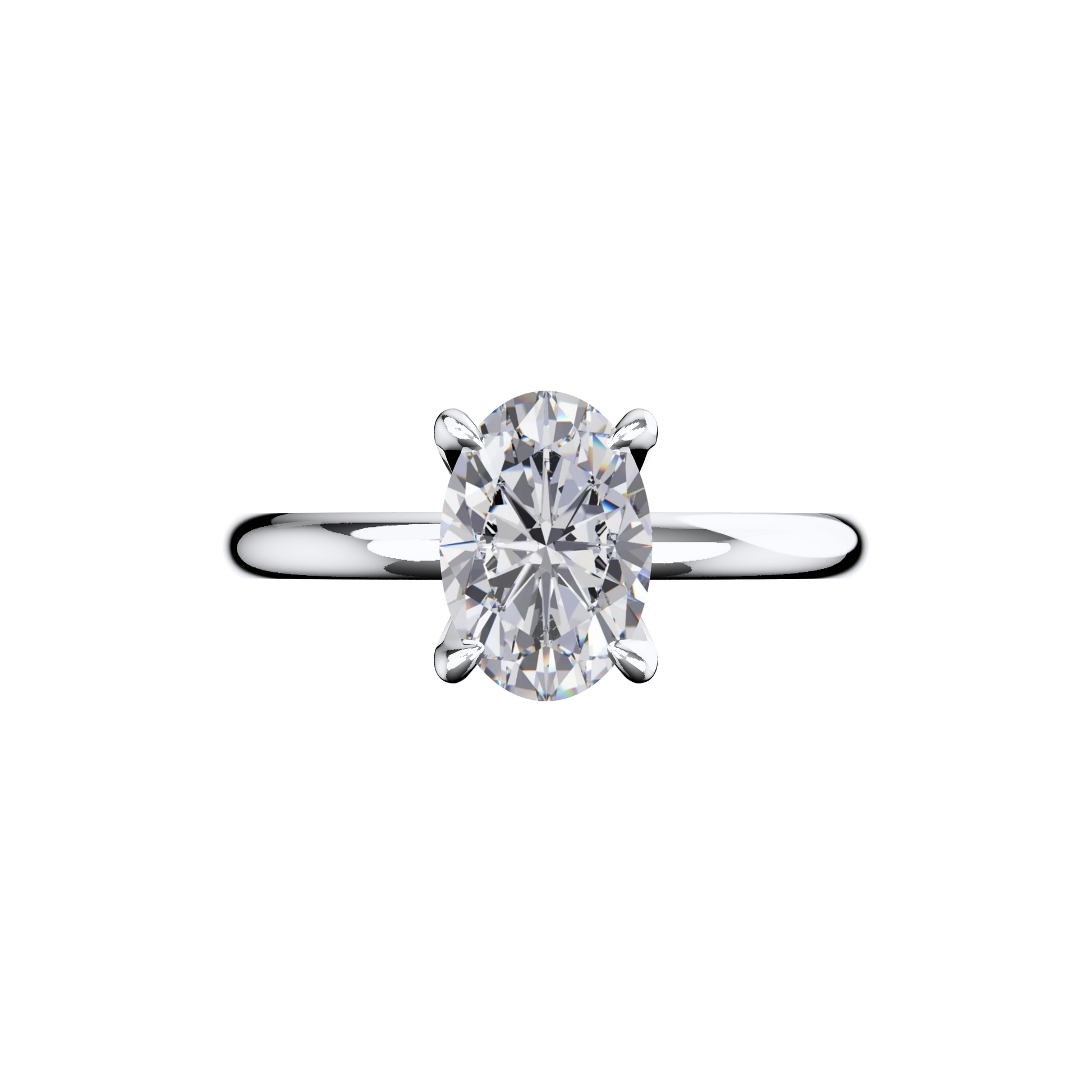 Verlobungsring Oval Lab Grown Diamant Frontside Platin synthetisch