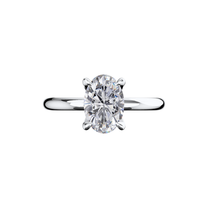 Verlobungsring Oval Lab Grown Diamant Frontside Platin synthetisch