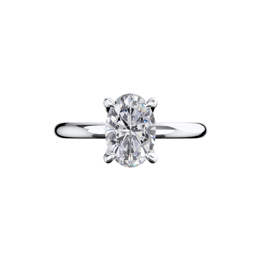 Verlobungsring Oval Lab Grown Diamant Frontside Platin synthetisch