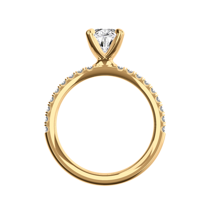Verlobungsring oval mit Pavé-Band in Gelbgold Front