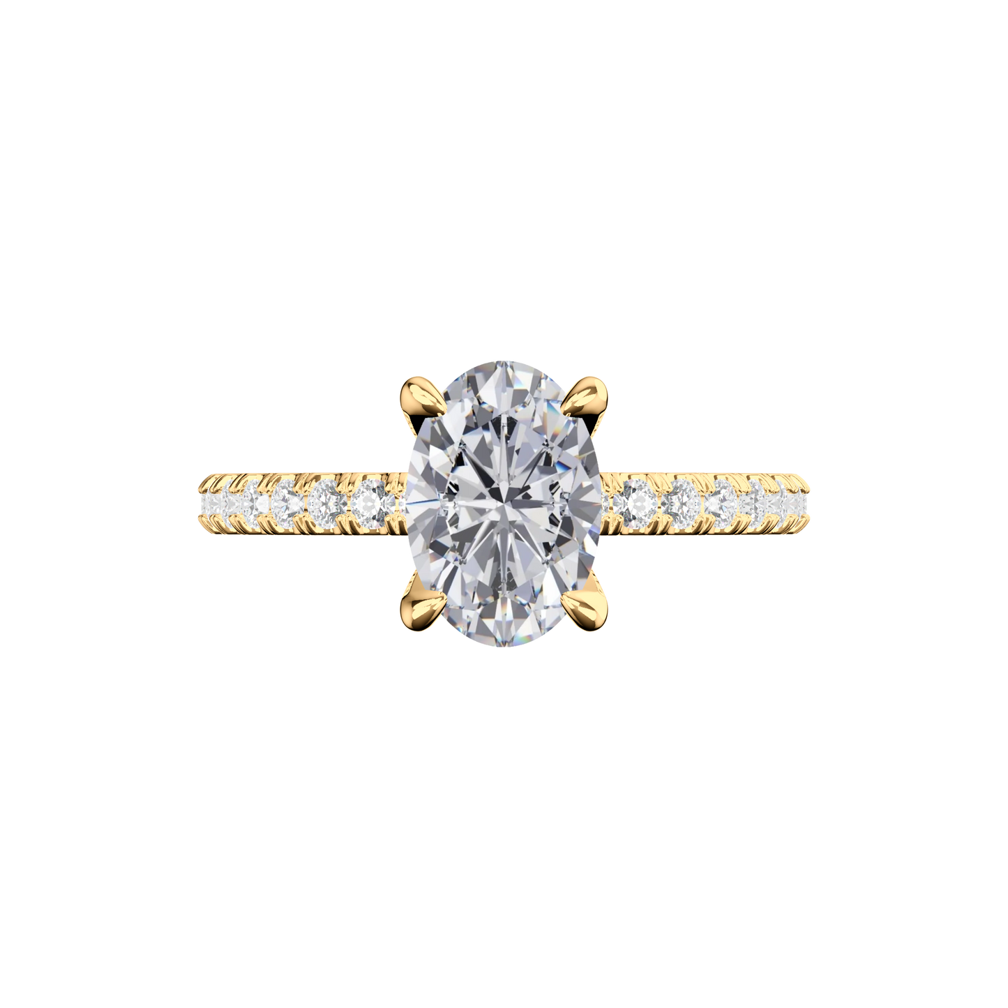 Verlobungsring oval mit Pavé-Band in Gelbgold  Top