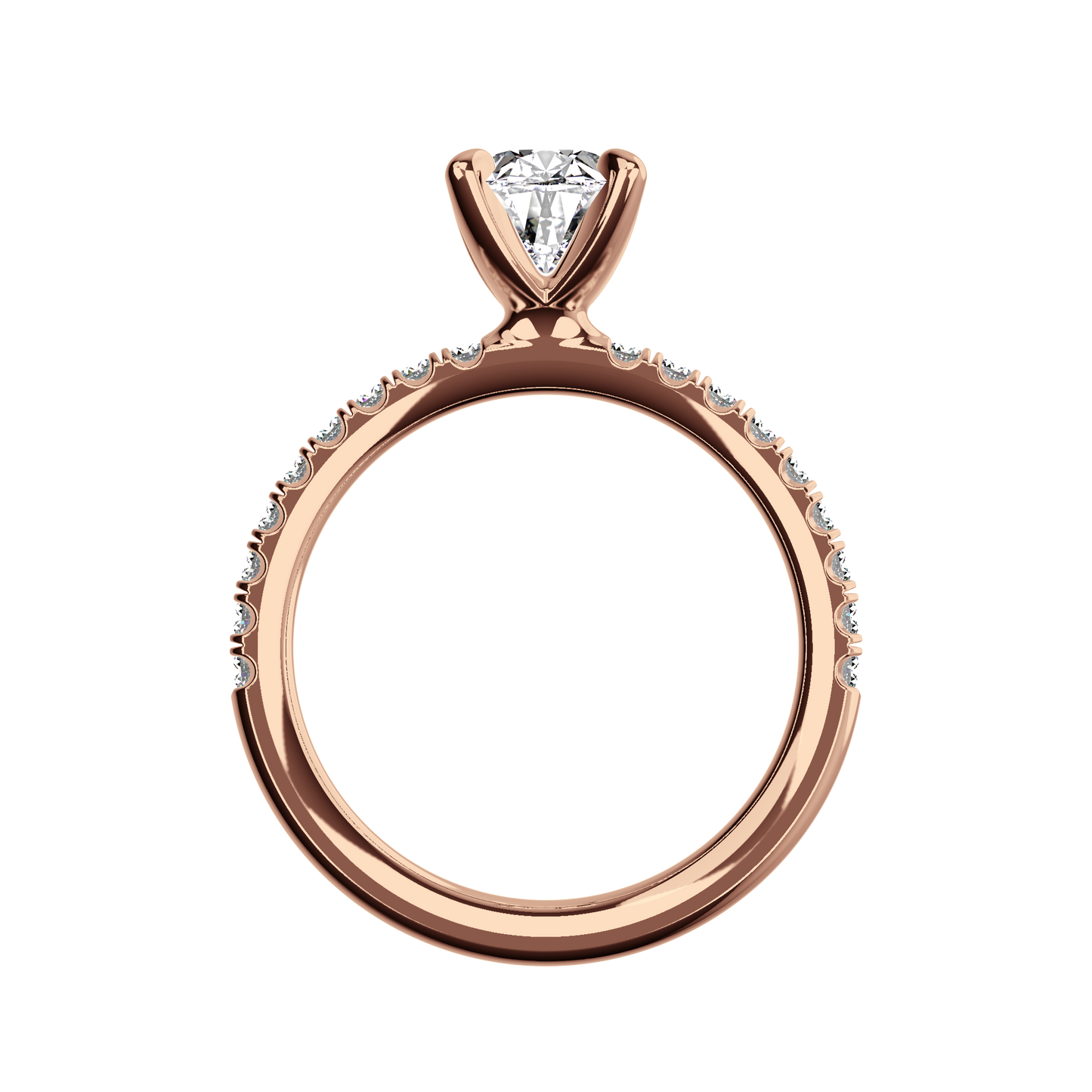 Radiant Verlobungsring mit Lab Grown Diamanten und Pavé-Band aus Platin Front