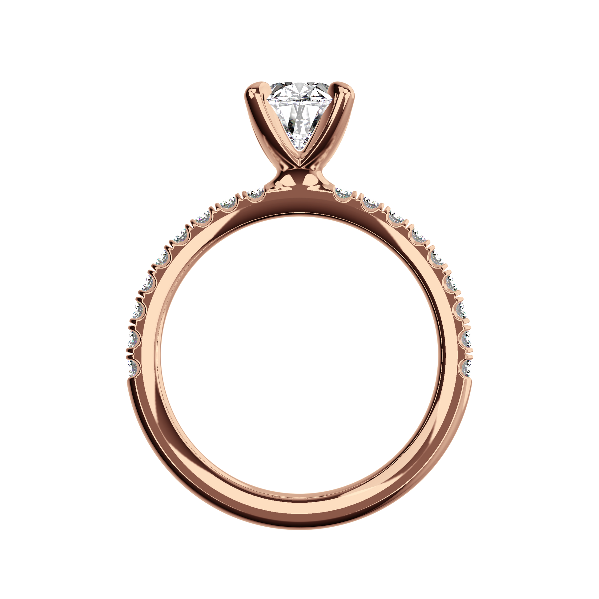 Radiant Verlobungsring mit Lab Grown Diamanten und Pavé-Band aus Platin Front
