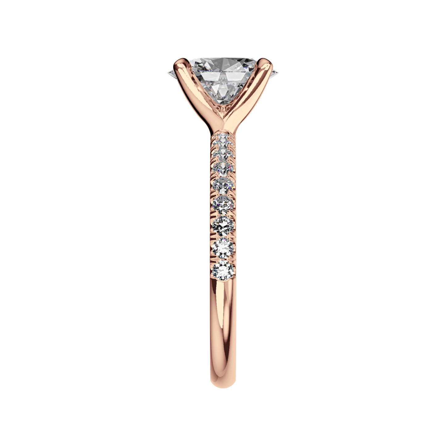Radiant Verlobungsring mit Lab Grown Diamanten und Pavé-Band aus Platin Side