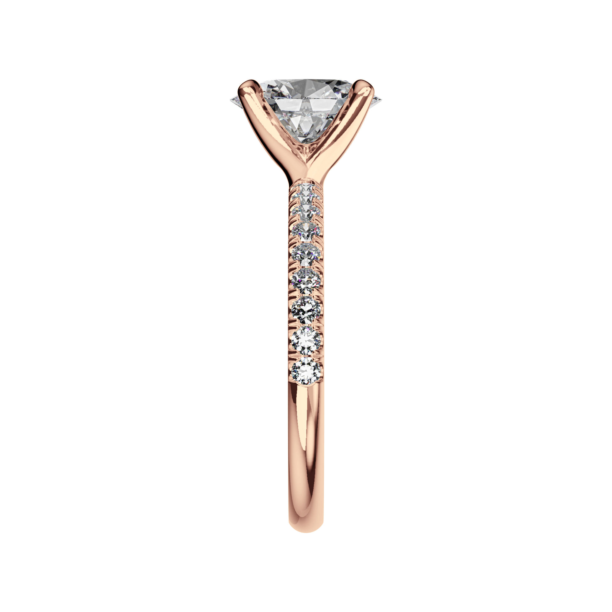 Radiant Verlobungsring mit Lab Grown Diamanten und Pavé-Band aus Platin Side