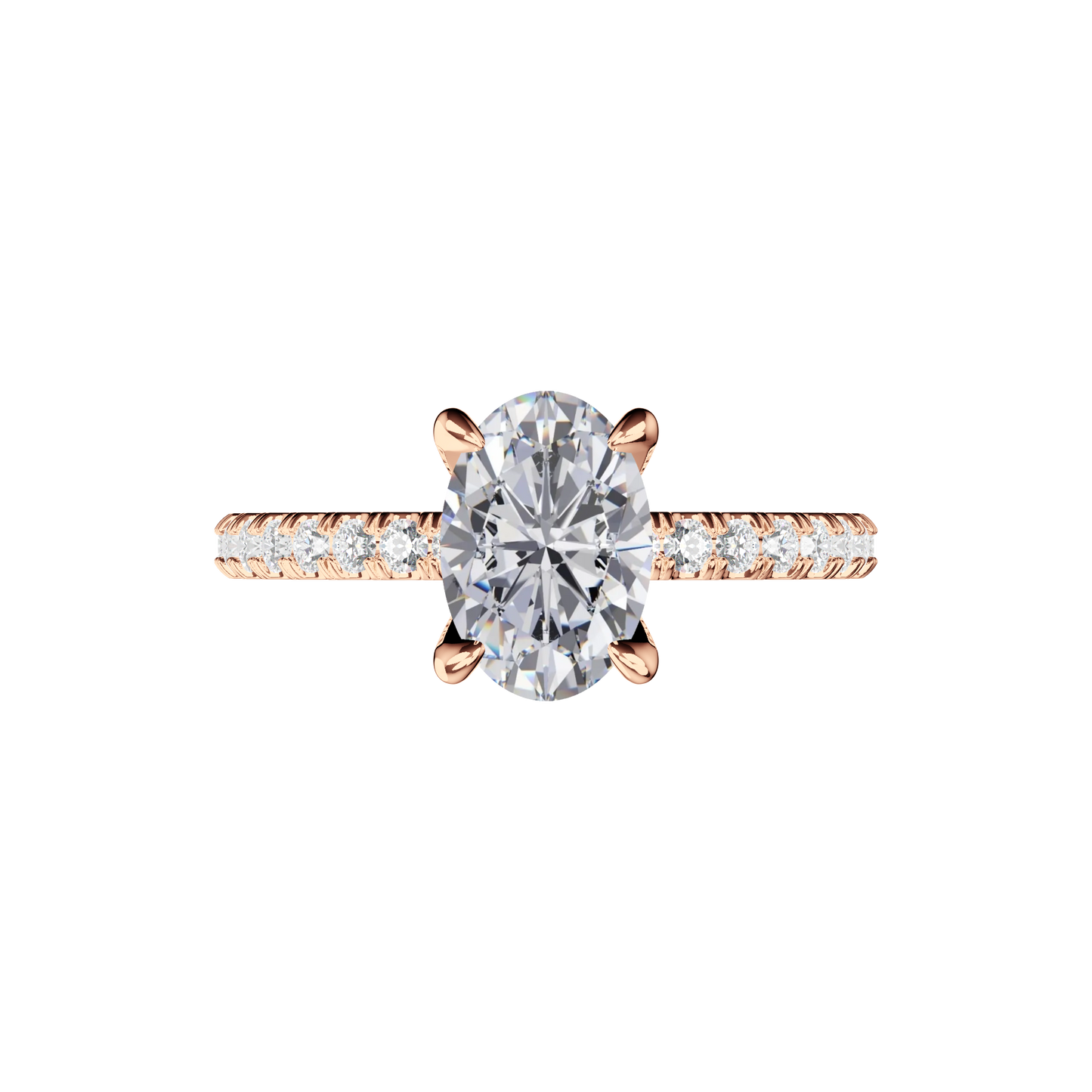 Verlobungsring oval mit Pavé-Band in Roségold Top