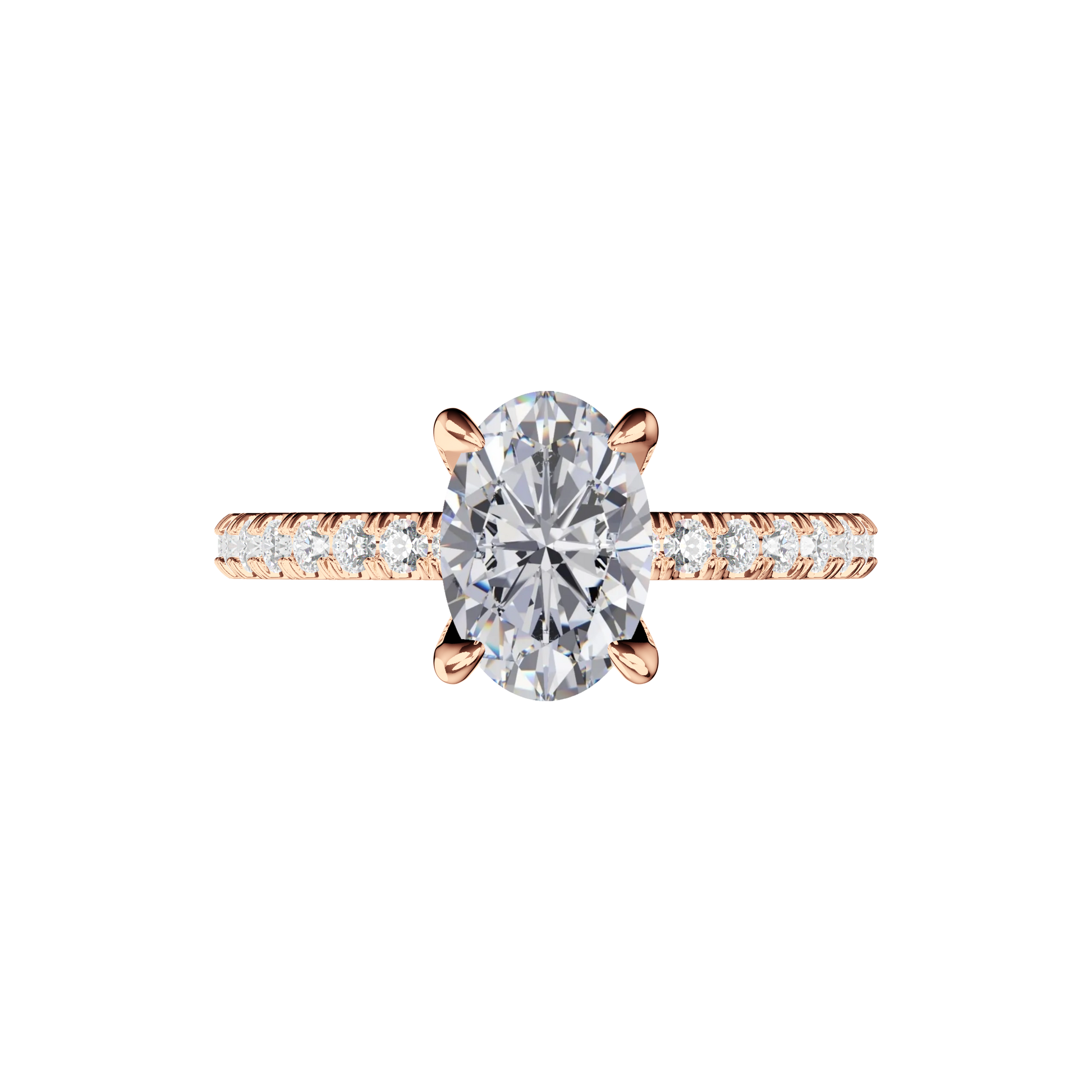 Verlobungsring oval mit Pavé-Band in Roségold Top