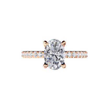 Verlobungsring oval mit Pavé-Band in Roségold Top
