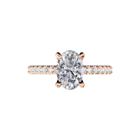 Verlobungsring oval mit Pavé-Band in Roségold Top