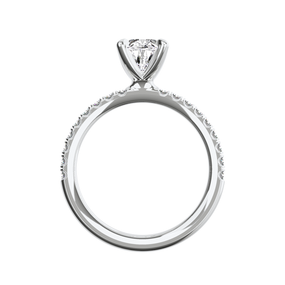 Verlobungsring oval mit Pavé-Band in Platin Front