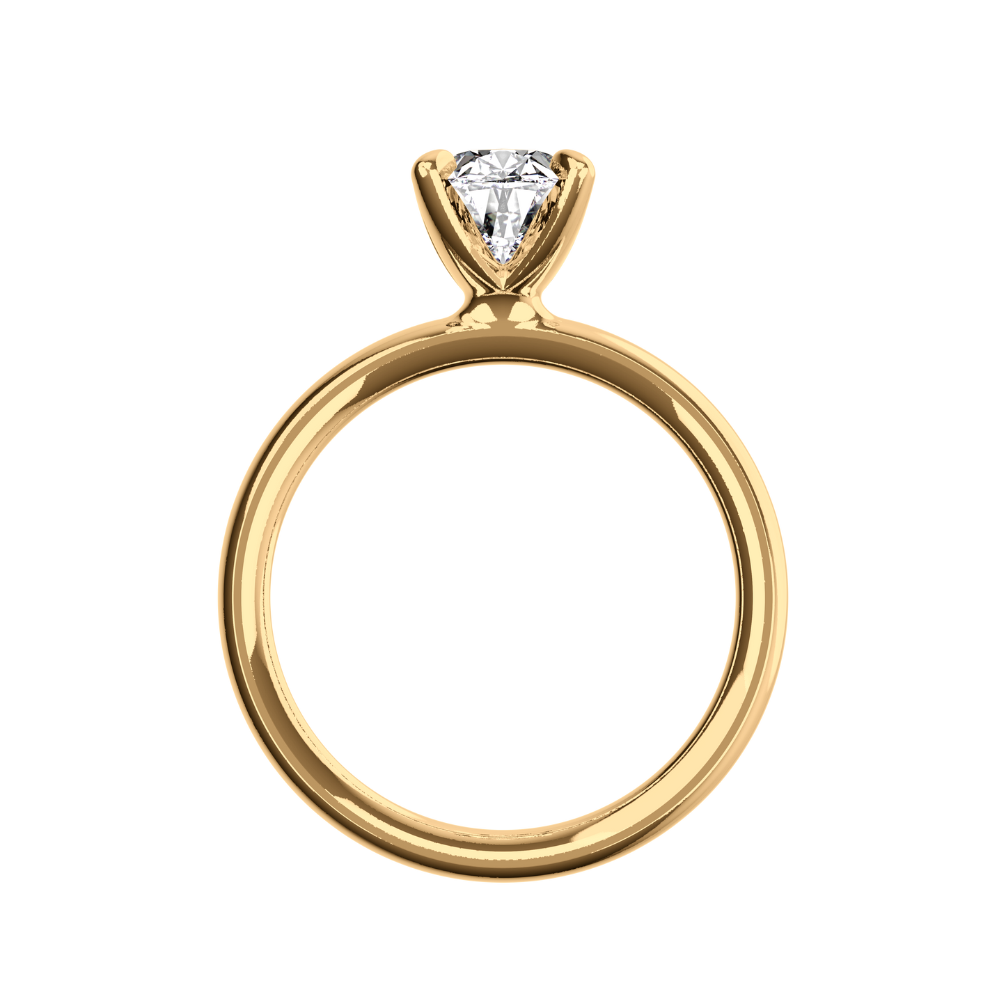 Verlobungsring Oval Lab Grown Diamant Sideview Gelbgold synthetisch