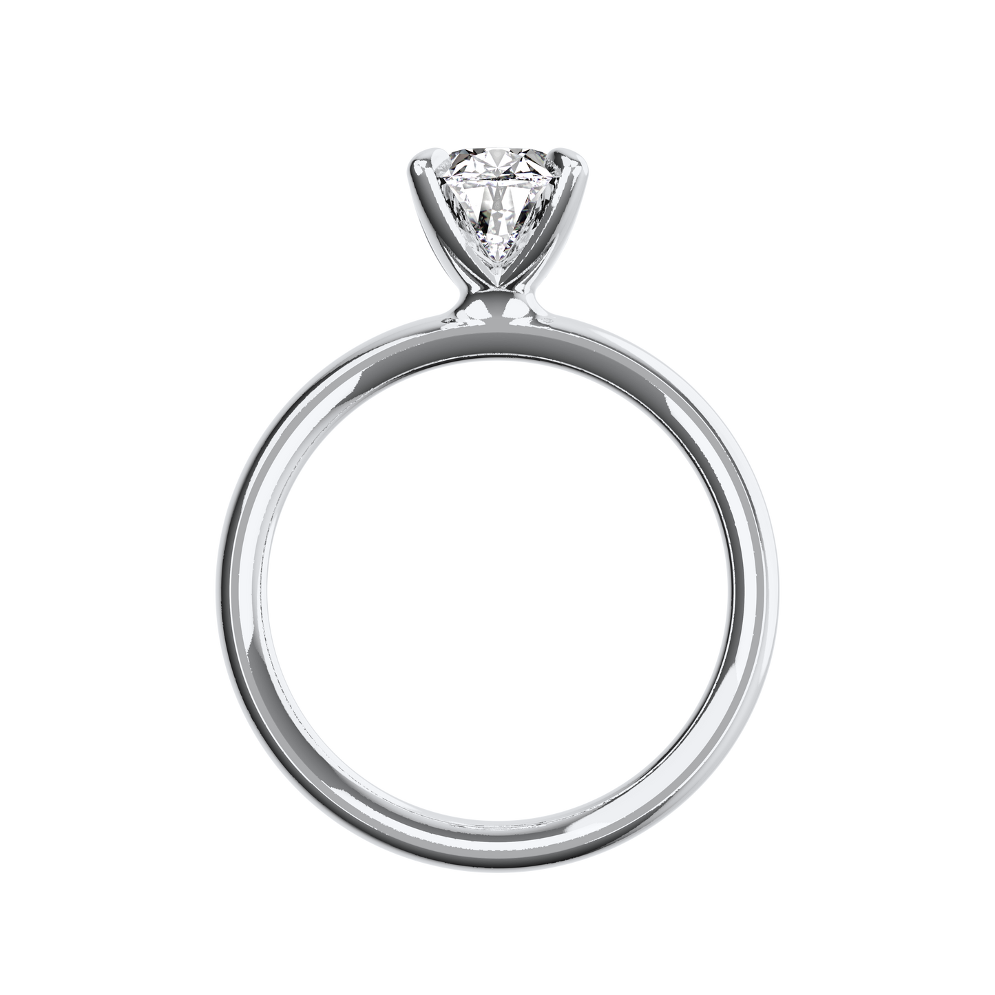 Verlobungsring Oval Lab Grown Diamant Sideview Platin synthetisch