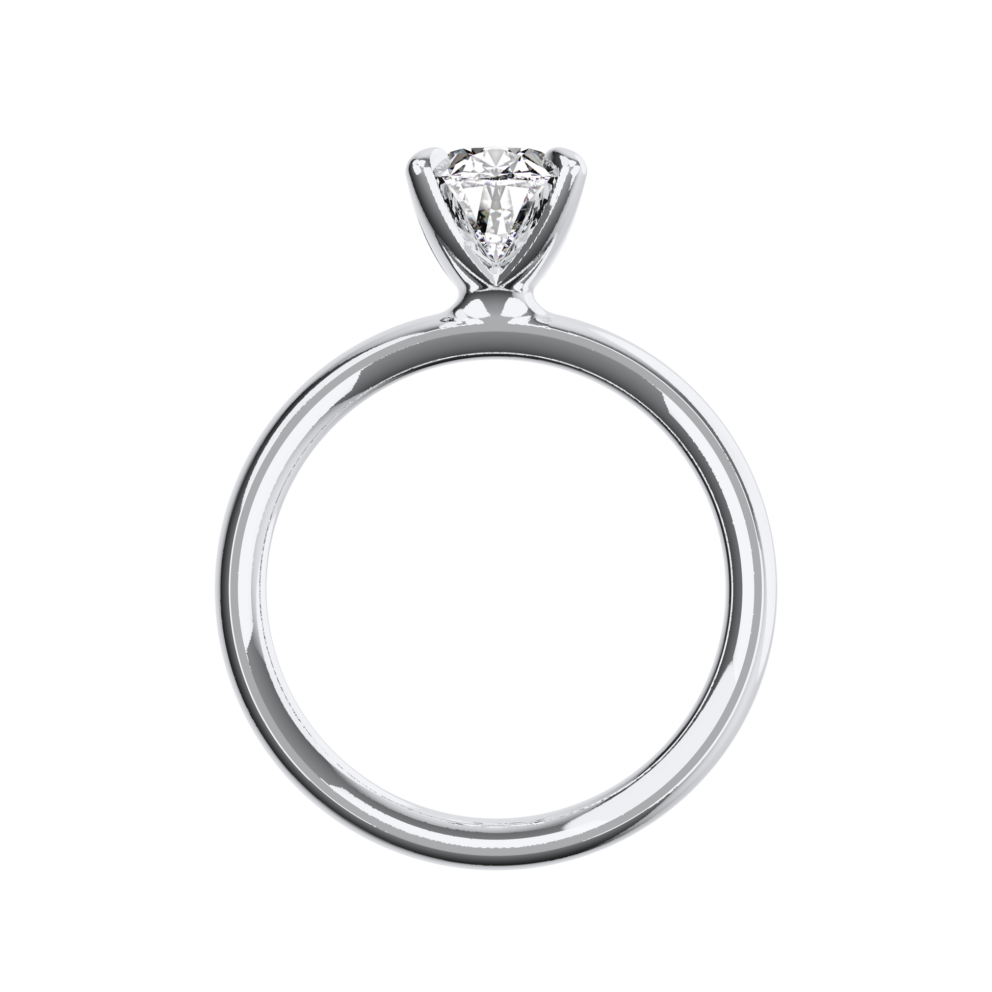 Verlobungsring Oval Lab Grown Diamant Sideview Platin synthetisch
