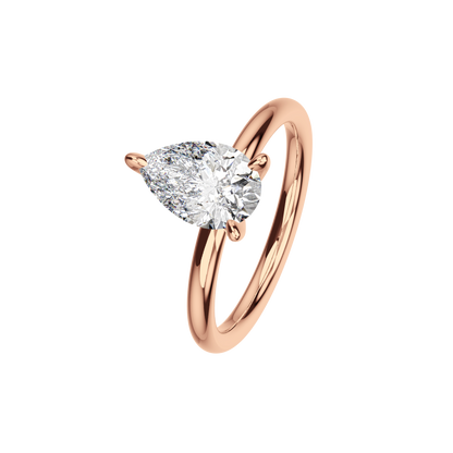 Verlobungsring Pear Lab Grown Diamant Angled View Roségold Tropfenform synthetisch