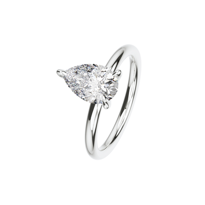 Verlobungsring Pear Lab Grown Diamant Angled View Platin Tropfenform synthetisch