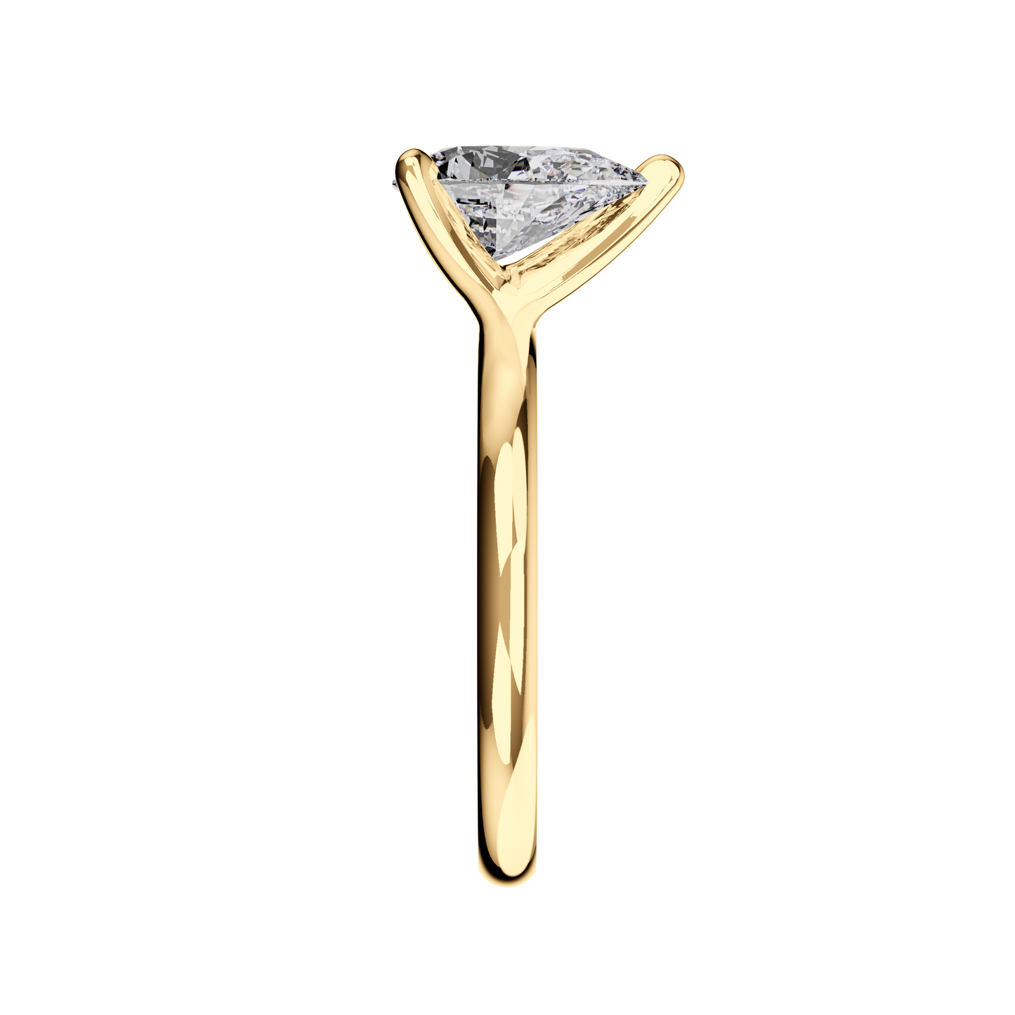 Verlobungsring Pear Lab Grown Diamant Sideview Gelbgold Tropfenform synthetisch