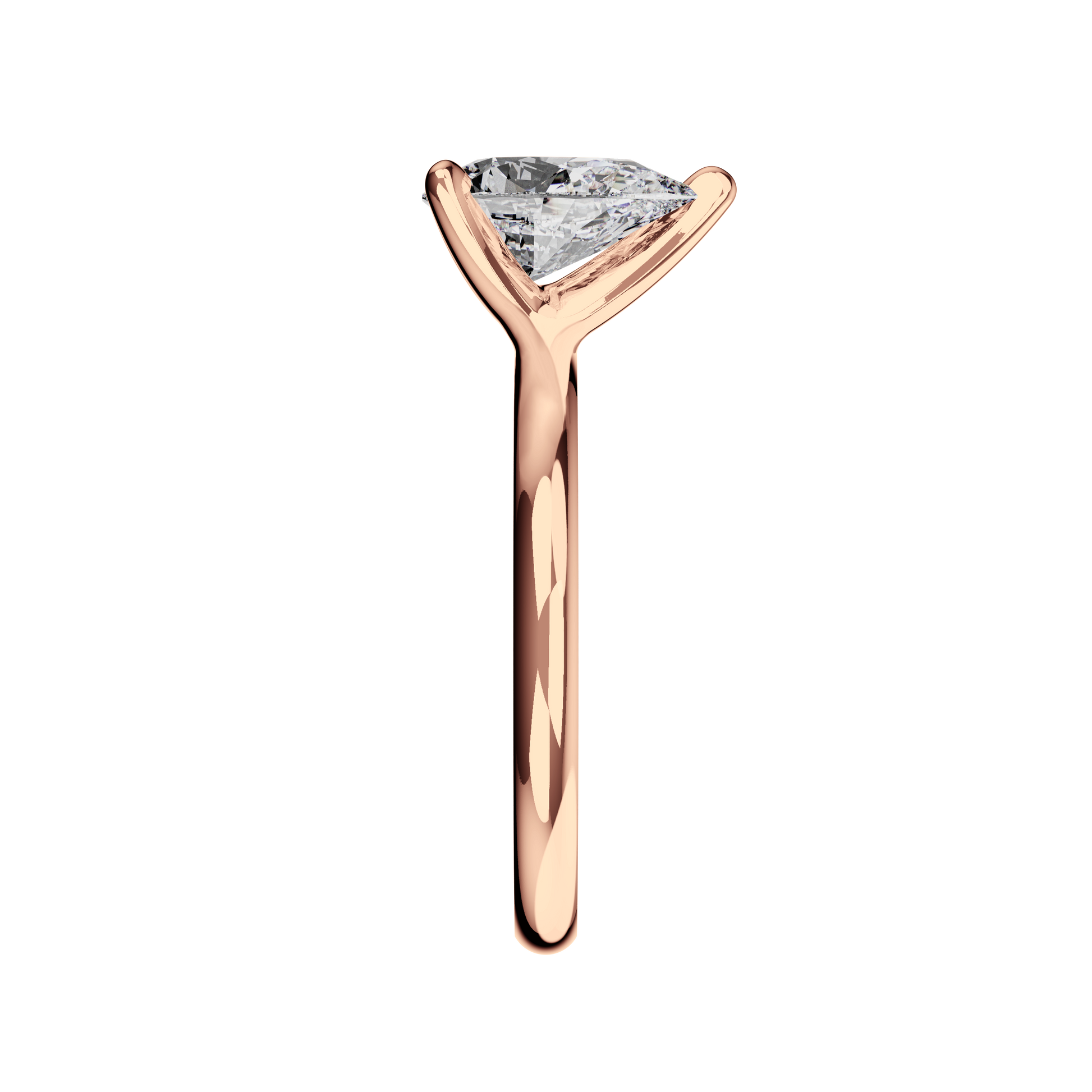 Verlobungsring Pear Lab Grown Diamant Side View Roségold Tropfenform synthetisch