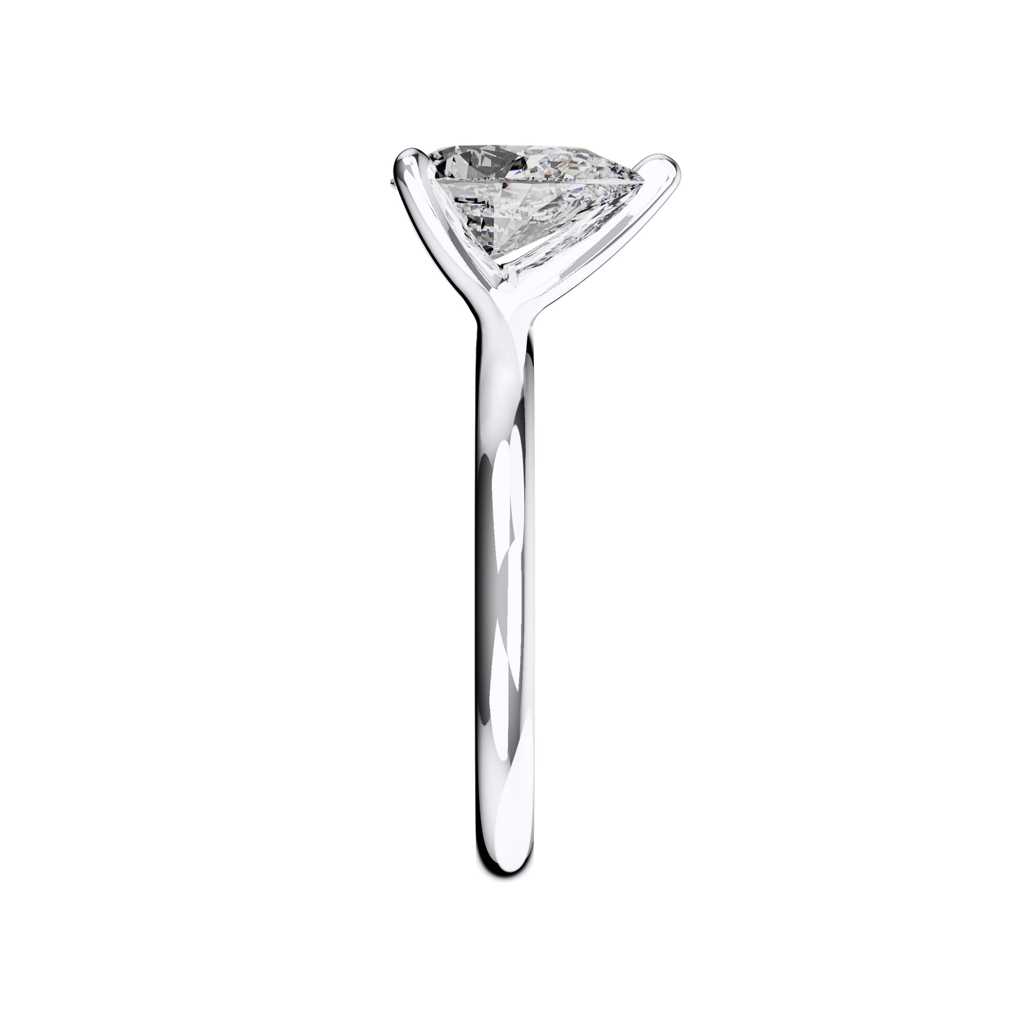 Verlobungsring Pear Lab Grown Diamant Sideview Platin Tropfenform synthetisch