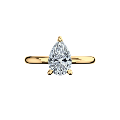 Verlobungsring Pear Lab Grown Diamant Frontside Gelbgold Tropfenform synthetisch