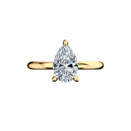 Verlobungsring Pear Lab Grown Diamant Frontside Gelbgold Tropfenform synthetisch