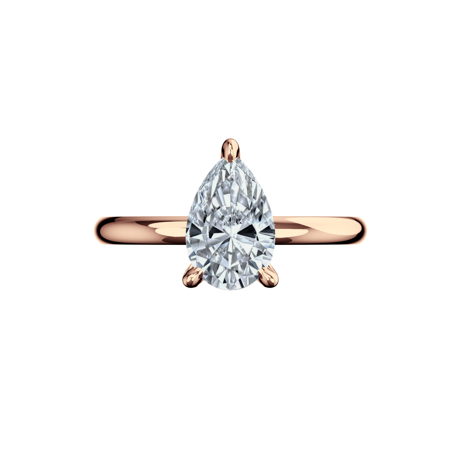 Verlobungsring Pear Lab Grown Diamant Frontside Roségold Tropfenform synthetisch