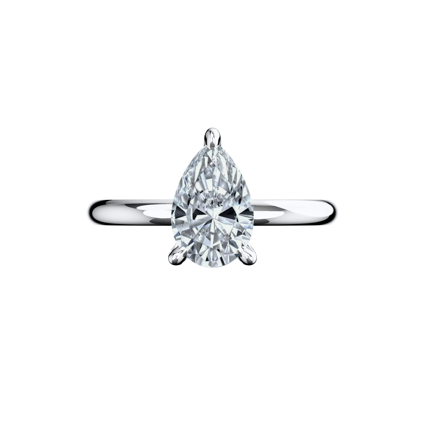 Verlobungsring Pear Lab Grown Diamant Frontside Platin Tropfenform synthetisch
