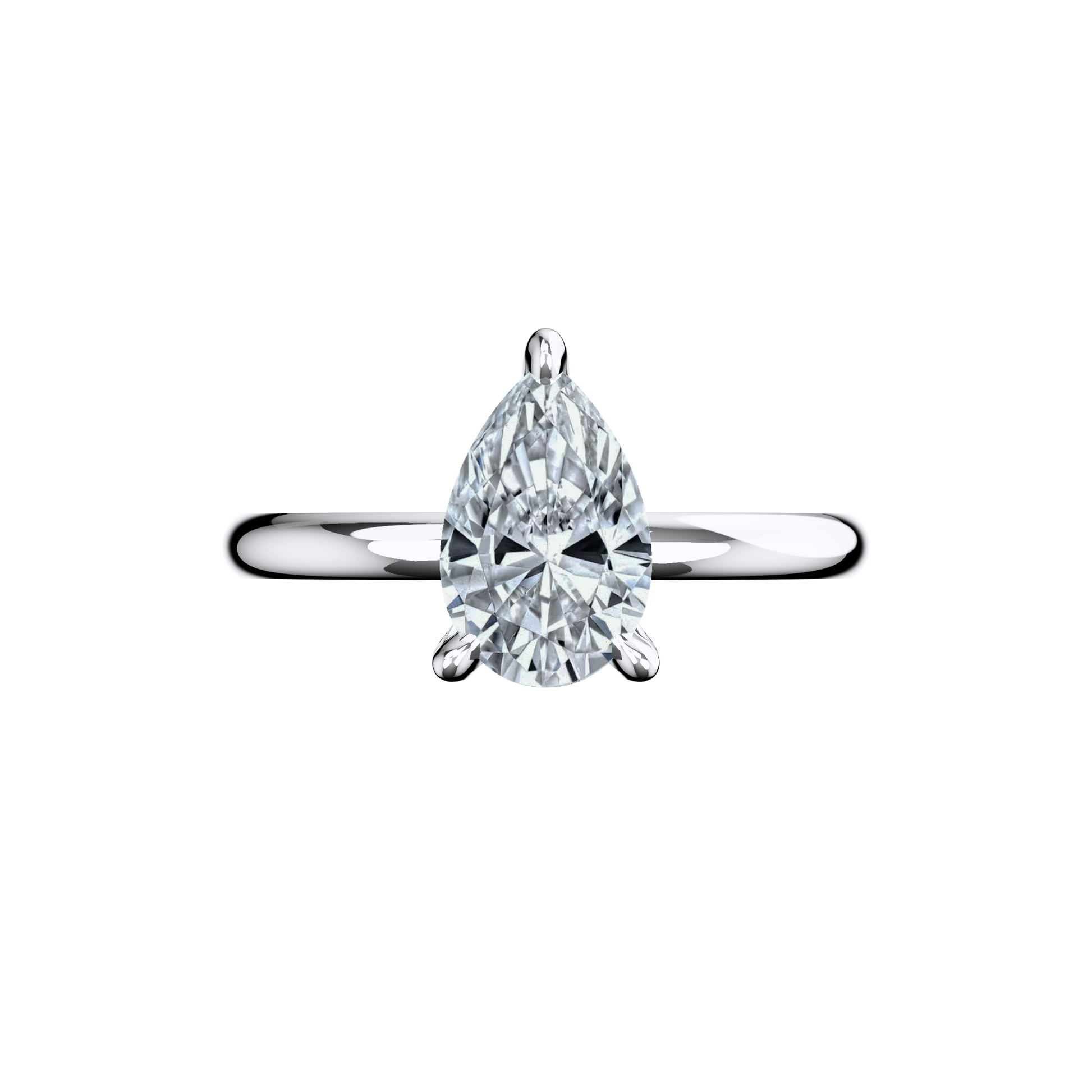 Verlobungsring Pear Lab Grown Diamant Frontside Platin Tropfenform synthetisch