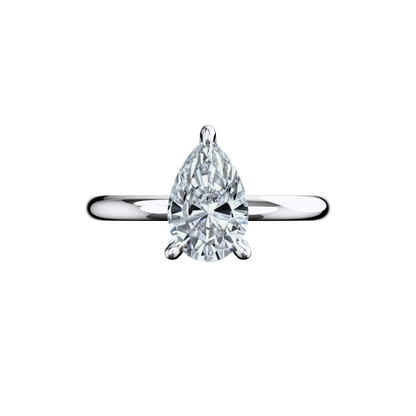 Verlobungsring Pear Lab Grown Diamant Frontside Platin Tropfenform synthetisch