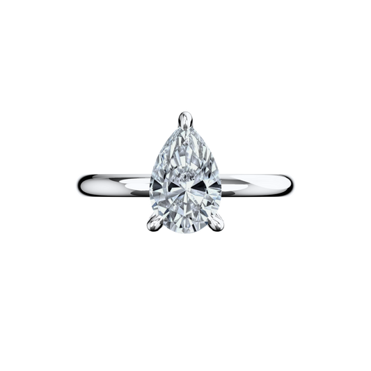 Verlobungsring Pear Lab Grown Diamant Frontside Platin Tropfenform synthetisch